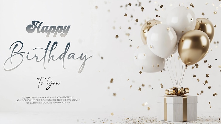Desain latar belakang vektor balon ulang tahun Elemen dekoratif dengan hadiah balon dan confetti
