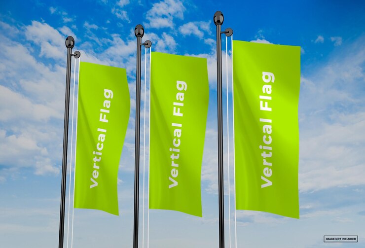 Desain mockup bendera vertikal