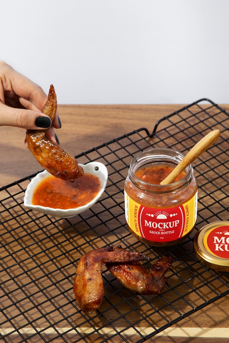 PSD desain mockup botol saus
