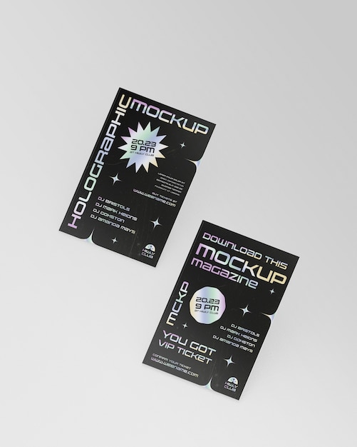Desain mockup elemen editorial dengan efek holografik