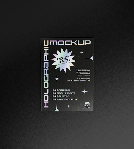 Desain mockup elemen editorial dengan efek holografik