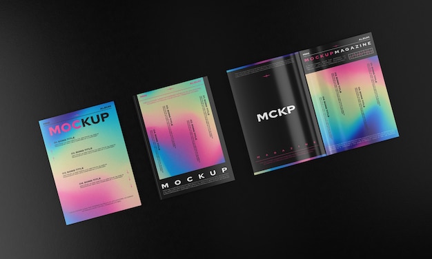 Desain mockup elemen editorial dengan efek holografik