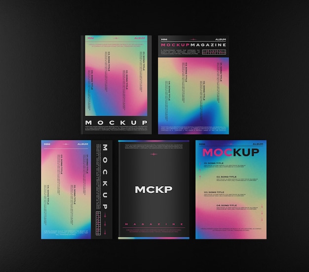 Desain mockup elemen editorial dengan efek holografik