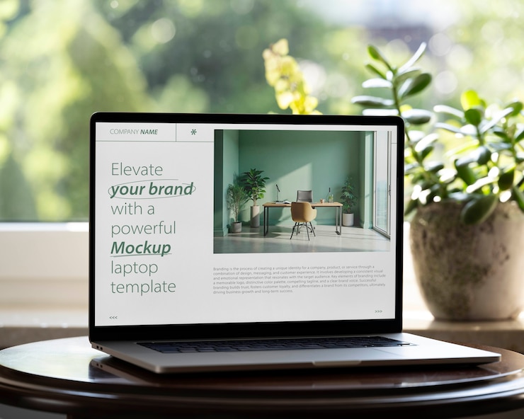 PSD desain mockup komputer laptop