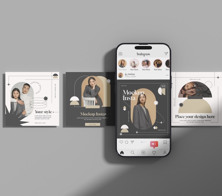 PSD desain mockup perangkat media sosial