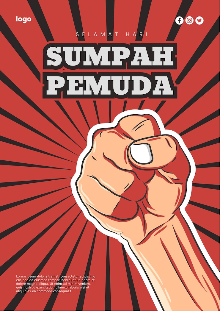 PSD desain poster hari sumpah pemuda vintage