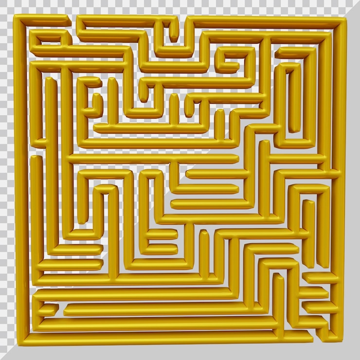 PSD desain puzzle labirin dengan gaya modern 3d