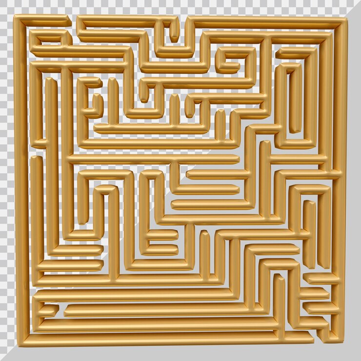 PSD desain puzzle labirin dengan gaya modern 3d