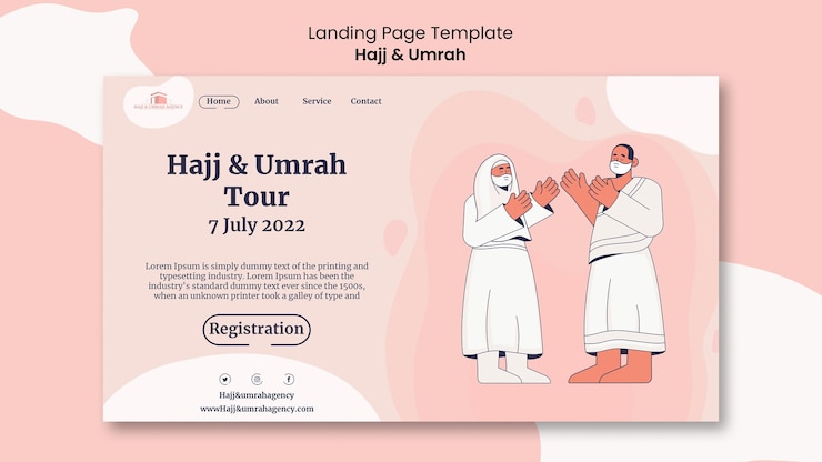 PSD desain templat halaman landas haji