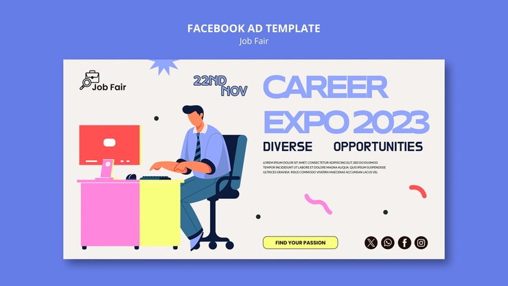 PSD desain templat pameran kerja