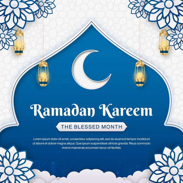 PSD desain templat postingan instagram ramadan kareem realistis latar belakang islamic
