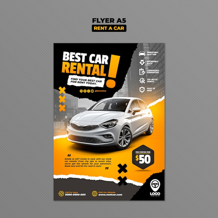 PSD desain templat sewa mobil