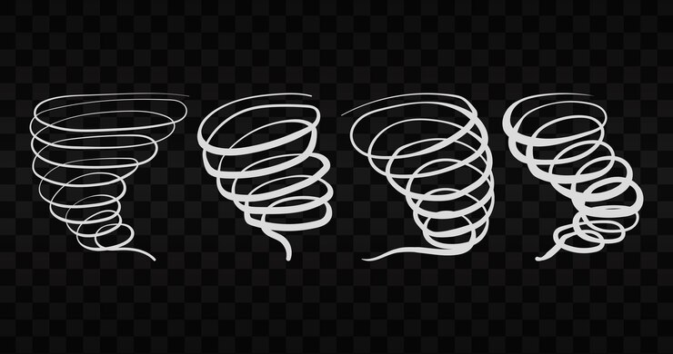 PSD desain tornado pada latar belakang transparan