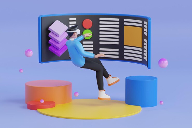 PSD desarrollo digital creativo y proceso de desarrollo de realidad virtual del concepto de realidad aumentada