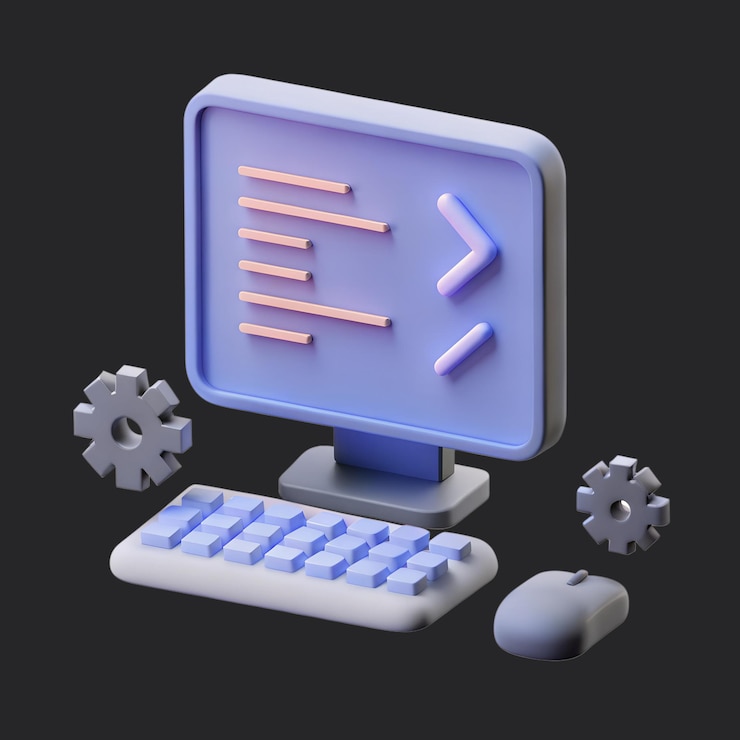 PSD desarrollo de software 3d icono de computadora de renderización