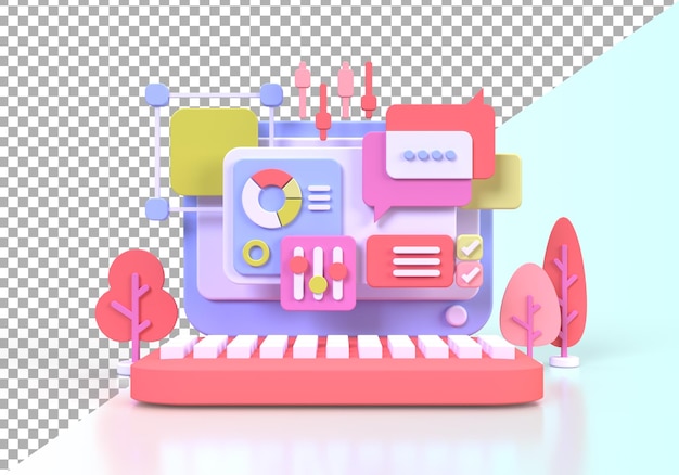 Desarrollo web para la ilustración del concepto de diseño UI UX Plantilla de página de destino Fondo de idea de negocio