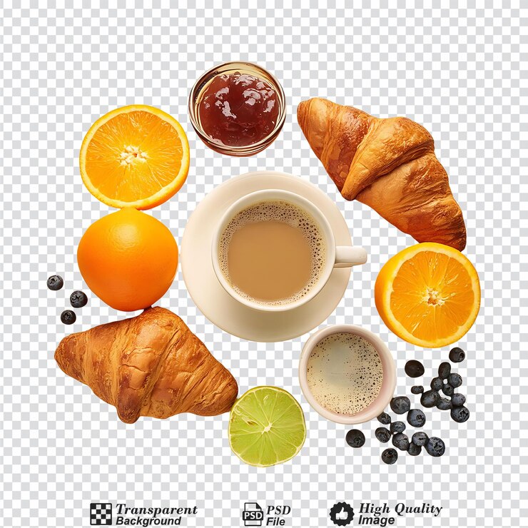 PSD desayuno aislado sobre un fondo transparente