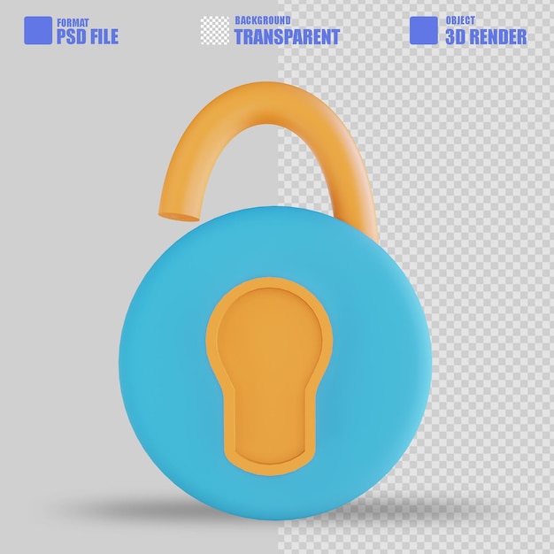 Desbloqueo de seguridad de ilustración 3D