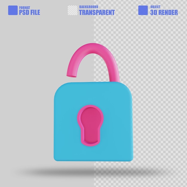 Desbloqueo de seguridad de ilustración 3D