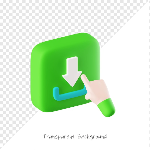 Descarga 3D del icono del botón con el dedo apuntando