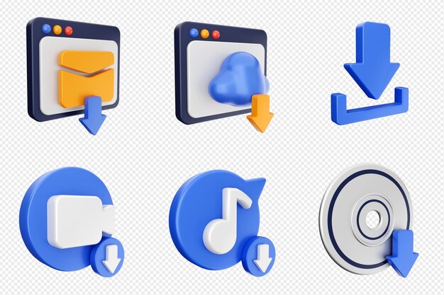 Descarga de archivos de datos 3D y conjunto de iconos de medios