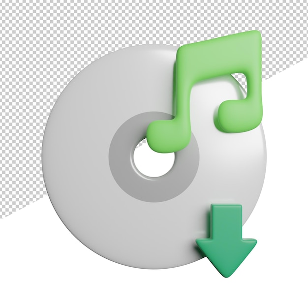 PSD descarga de música internet vista frontal 3d renderizado icono ilustración sobre fondo transparente