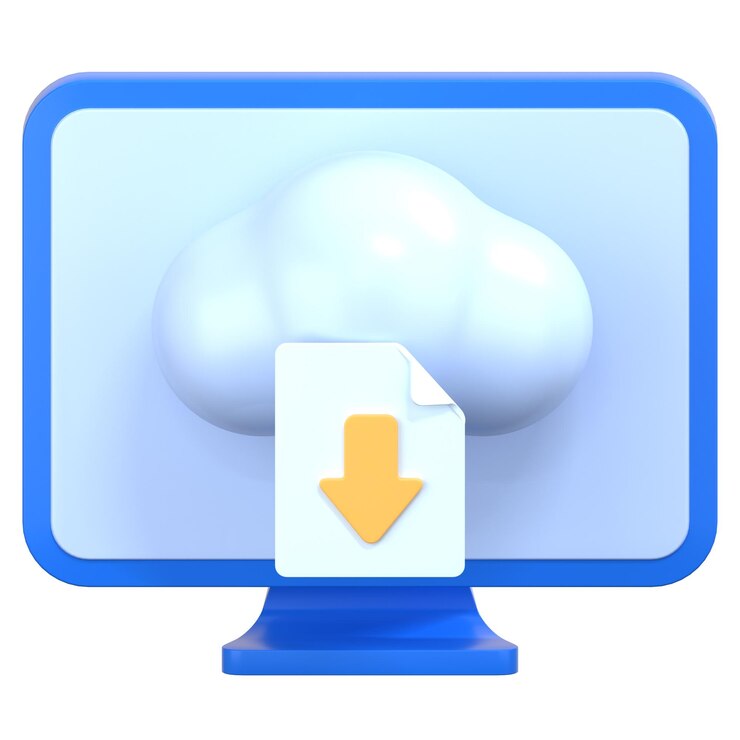 PSD descarga de la nube ilustración 3d icon pack elemento