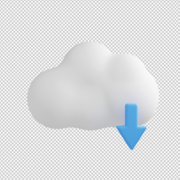 PSD descarga de la nube ilustración 3d