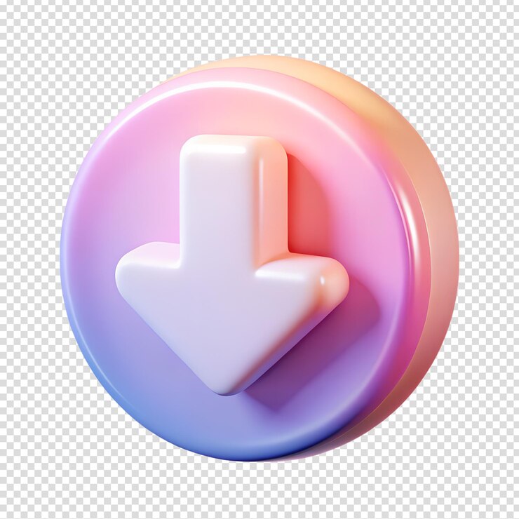 PSD descargar el icono de flecha 3d en círculo con colores de gradiente símbolo de transferencia de archivos moderno ui botón