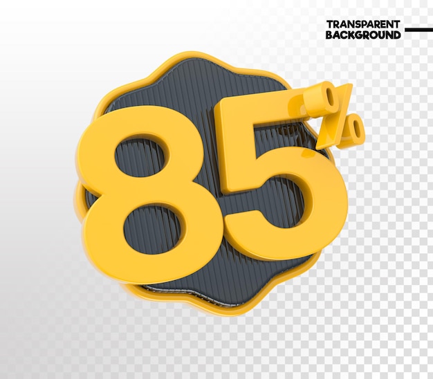 PSD desconto amarelo com número preto 3d