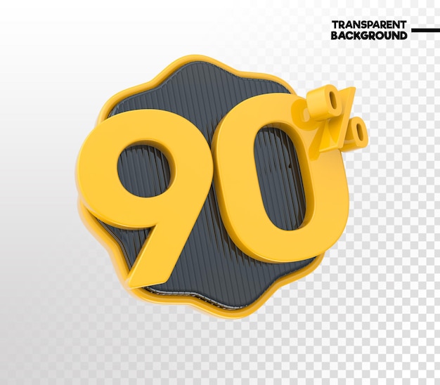 PSD desconto amarelo com número preto 3d