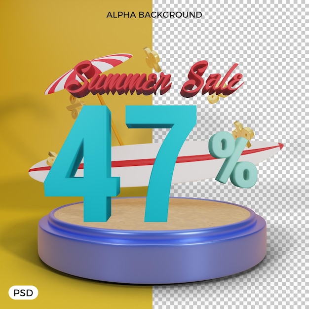 Desconto de 47 por cento no verão oferta renderização em 3d