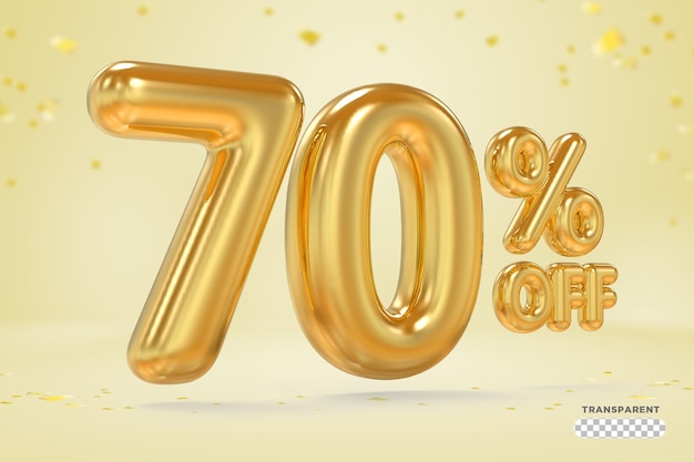Desconto de ouro 70 fora de renderização 3d