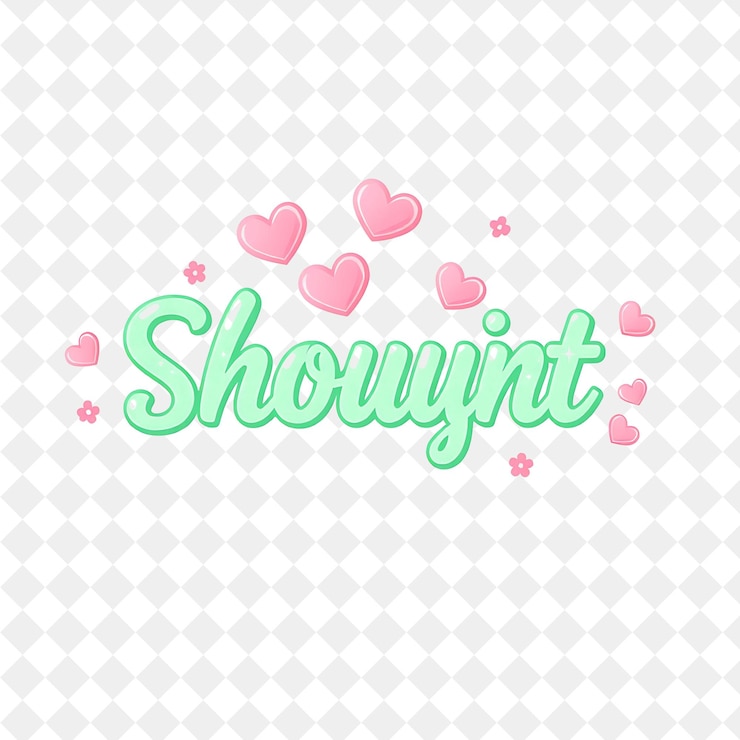 PSD desconto de texto shoujo com corações e flores cintilantes o texto é elegante e curvo rosa suave e g