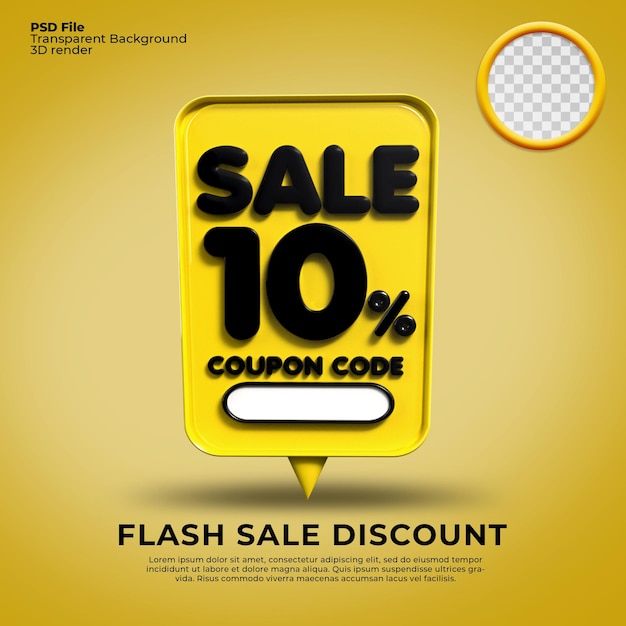 Desconto de venda flash número 10 porcentagem 3d bolha amarela