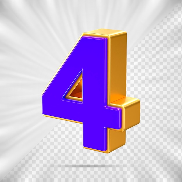 Desconto de vendas 3d Número 4 preço percentual para conceito de promoção de vendas com desconto por renderização 3d