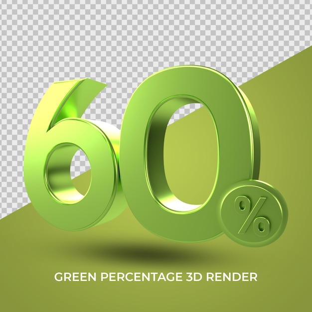 Desconto de vendas 3D Porcentagem cor verde