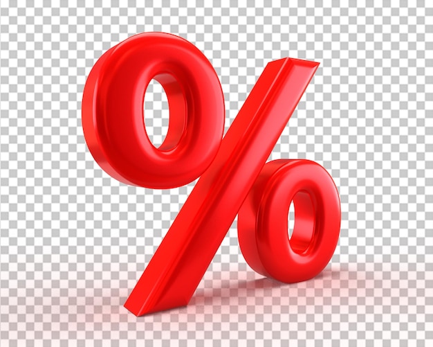 Desconto percentual de venda ícone vermelho sinal percentual 3d