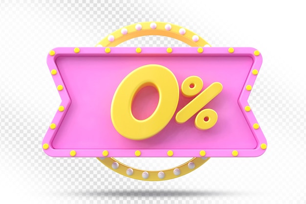 Descuento del 0 por ciento en etiqueta rosa 3D