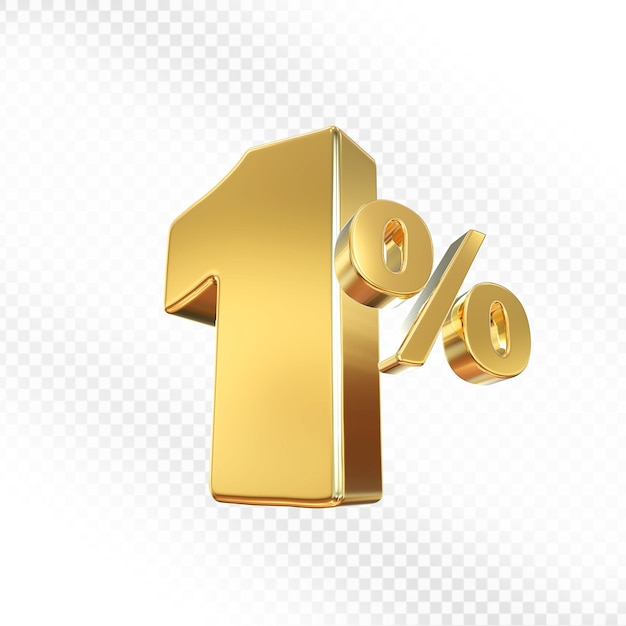 Descuento del 1 por ciento en oro 3D