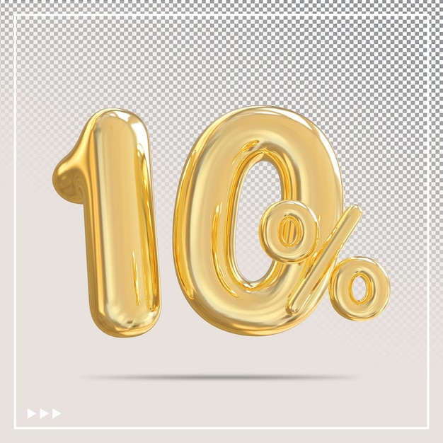 Descuento 10 por ciento elemento 3d de oro
