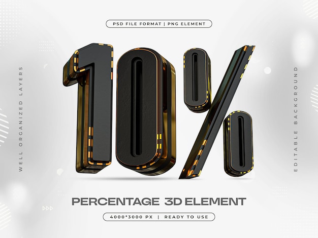 Descuento del 10 por ciento Ilustración de renderización 3D aislada