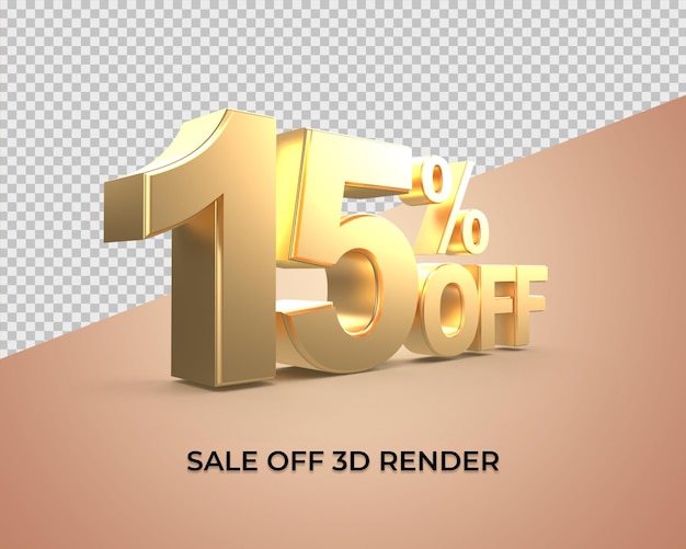Descuento 15 porcentaje venta estilo oro 3d