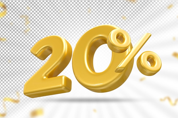 Descuento 20 por ciento oferta de oro de lujo en 3d