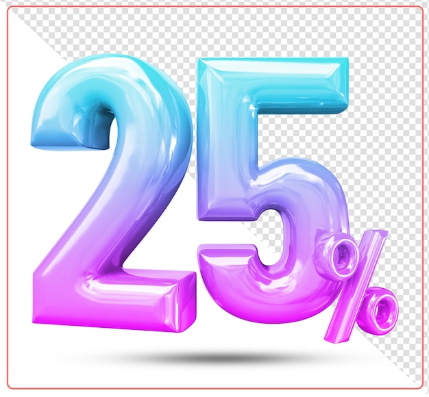 Descuento 25 por ciento número de oro 3d