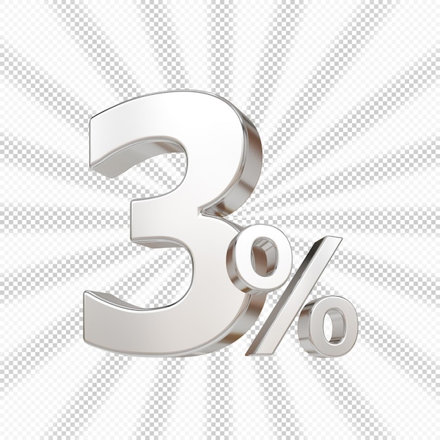 Descuento del 3 por ciento en blanco 3D