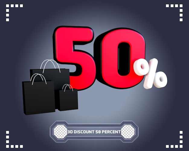 PSD descuento en 3d del 50% con la bolsa de compras