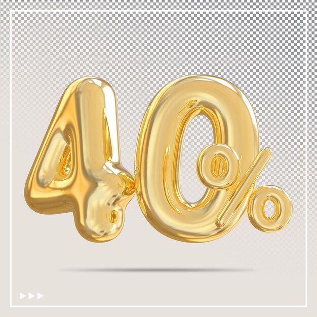 Descuento 40 por ciento elemento 3d de oro