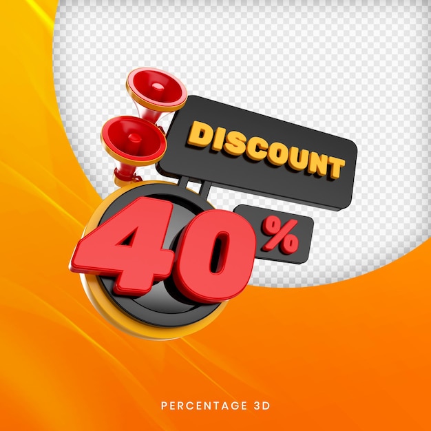 Descuento 40 Porcentaje Banner 3D Premium PSD