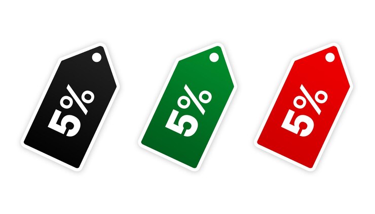 PSD descuento del 5 por ciento conjunto de elementos de etiqueta de señal diseño archivo psd transparente